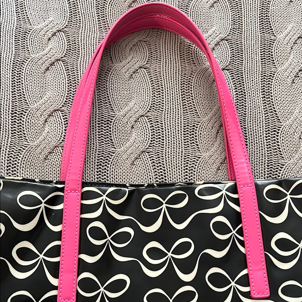 SOLD- Kate Spade Black and White Tote Bag with Signature Design - Picture 3 of 5